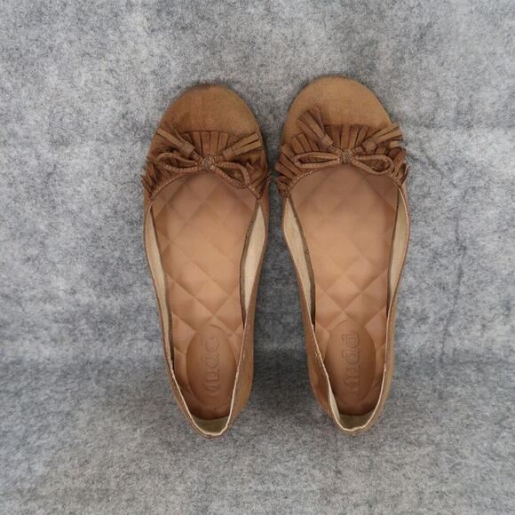 Mudd Shoes Womens 8 Ballet Flats Fashion Slip On Fringe Bow Brown Casual Classic - Picture 6 of 13